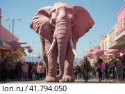 Pink Elephant  Generative AI. Стоковое AI-изображение, AI-художник Анна Кривицкая / Фотобанк Лори