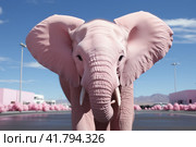 Pink Elephant  Generative AI. Стоковое AI-изображение, AI-художник Анна Кривицкая / Фотобанк Лори