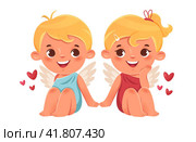 Love cupids. Стоковая иллюстрация, иллюстратор Татьяна Гавриш / Фотобанк Лори