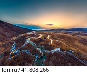 Каменка, Дальнегорск зимой на закате, фото с дрона (2021 год). Стоковое фото, фотограф Павел Сапрыкин / Фотобанк Лори