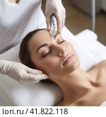 woman at the cosmetologist.One Day In The Clinic Of Aesthetic Medicine. Стоковое AI-изображение, AI-художник Margarita Davchenko / Фотобанк Лори