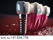 Dental implant and ceramic crown. Medically accurate tooth 3D illustration. Стоковое AI-изображение, AI-художник Ирина Михайличенко / Фотобанк Лори