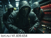 Two ardmed men robbing a bank. Robbers robbing a bank. Стоковое AI-изображение, AI-художник Ирина Михайличенко / Фотобанк Лори