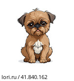 Brussels griffon miniature small dog puppy in cartoon style on white background. Стоковое AI-изображение, AI-художник Наталья Симакова / Фотобанк Лори