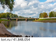 Река Полисть. Живой мост. Старая Русса, Новгородская область (2020 год). Редакционное фото, фотограф Александр Щепин / Фотобанк Лори