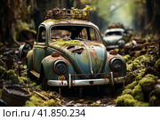 Car cemetery. Old rusty bodies of cars  Generative AI. Стоковое AI-изображение, AI-художник Анна Кривицкая / Фотобанк Лори