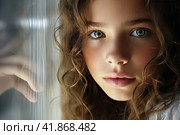 Portrait of a sweet and beautiful girl in close-up. Стоковое AI-изображение, AI-художник Ярославский Максим / Фотобанк Лори