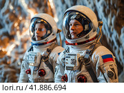 Два космонавта. Generative AI. Стоковое AI-изображение, AI-художник Щеголева Ольга / Фотобанк Лори