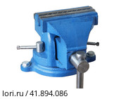 Голубые тиски на белом фоне. Blue vise on a white background. Стоковое фото, фотограф Татьяна Д / Фотобанк Лори