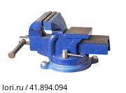 Голубые тиски на белом фоне. Blue vise on a white background. Стоковое фото, фотограф Татьяна Д / Фотобанк Лори