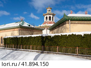 View of the Chinese Village in the Alexander Park of Tsarskoye Selo on a sunny winter day, Pushkin, St. Petersburg, Russia. Стоковое фото, фотограф Ula Ulachka / Фотобанк Лори