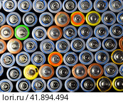 Salt and alkaline batteries, source of energy for portable technology. AAA and AA batteries. Стоковое фото, фотограф Леонид Еремейчук / Фотобанк Лори
