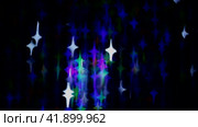 Dark festive background with shimmering rainbow star-shaped bokeh. Стоковое видео, видеограф Светлана Ильева (Иванова) / Фотобанк Лори