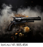 Dueling pistol and smoke,Generative AI. Стоковое AI-изображение, AI-художник Анна Кривицкая / Фотобанк Лори