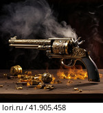 Dueling pistol and smoke,Generative AI. Стоковое AI-изображение, AI-художник Анна Кривицкая / Фотобанк Лори
