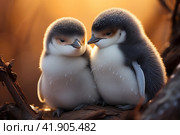 Two little penguins,Generative AI. Стоковое AI-изображение, AI-художник Анна Кривицкая / Фотобанк Лори