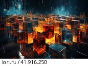 Abstract cubes with light coming out of them,Generative AI. Стоковое AI-изображение, AI-художник Анна Кривицкая / Фотобанк Лори