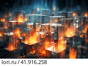Abstract cubes with light coming out of them,Generative AI. Стоковое AI-изображение, AI-художник Анна Кривицкая / Фотобанк Лори