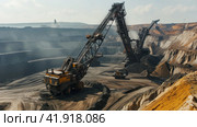 Large dragline excavator in quarry. Стоковое AI-изображение, AI-художник Кирилл Черезов / Фотобанк Лори