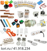 Various electrical components on a white background. Различные электротехнические компоненты на белом фоне. Стоковое фото, фотограф Татьяна Д / Фотобанк Лори