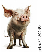 Pig in cartoon style on a white background,Generative AI. Стоковое AI-изображение, AI-художник Анна Кривицкая / Фотобанк Лори