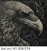 Viking crow and ornamentGenerative AI. Стоковое AI-изображение, AI-художник Анна Кривицкая / Фотобанк Лори
