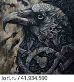 Viking crow and ornamentGenerative AI. Стоковое AI-изображение, AI-художник Анна Кривицкая / Фотобанк Лори