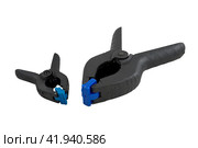 Пластмассовые зажимы на белом фоне. C clamps on white background. Стоковое фото, фотограф Татьяна Д / Фотобанк Лори