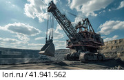 Large dragline excavator in quarry. Стоковое AI-изображение, AI-художник Кирилл Черезов / Фотобанк Лори