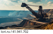Large dragline excavator in quarry. Стоковое AI-изображение, AI-художник Кирилл Черезов / Фотобанк Лори