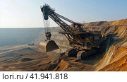 Large dragline excavator in quarry. Стоковое AI-изображение, AI-художник Кирилл Черезов / Фотобанк Лори