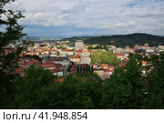 Ljubljana, Slovenia - 30 Apr 2018: The view on center of Ljubljana, Slovenia. Стоковое фото, фотограф Сергей Стрелков / Фотобанк Лори