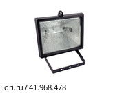Черный галогеновый прожектор на белом фоне. Black halogen Lantern on a white background. Стоковое фото, фотограф Татьяна Д / Фотобанк Лори