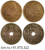 Vintage coins of norway. Стоковое фото, фотограф Радомир Тарасов / Фотобанк Лори