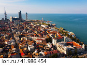 Drone view of the resort port city of Batumi. Стоковое фото, фотограф Яков Филимонов / Фотобанк Лори