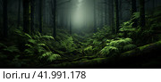 Fern in the forest,Generative AI. Стоковое AI-изображение, AI-художник Анна Кривицкая / Фотобанк Лори