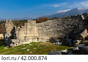 Ancient Roman theatre ruins of Tlos, Mugla Province, Turkey. Стоковое фото, фотограф Яков Филимонов / Фотобанк Лори