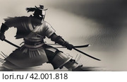 Samurai in Uniform: The Embodiment of Military Prowess. Стоковое AI-видео, аниматор Юрий Поздников / Фотобанк Лори
