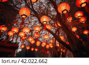 chinese new year chinese lanterns on the trees, in the style of spectacular backdrops, orange and crimson, pentax 645n, miwa komatsu, uhd image, traditional chinese --ar 85:56 --style raw --stylize 50 --v 5.2 Job ID: e82cbd58-24e8-421b-befd-d4d7e58de3ab. Стоковое AI-изображение, AI-художник Юлия Гапеенко / Фотобанк Лори