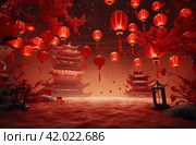 chinese new year chinese lanterns on the trees, in the style of spectacular backdrops, orange and crimson, pentax 645n, miwa komatsu, uhd image, traditional chinese --ar 85:56 --style raw --stylize 50 --v 5.2 Job ID: e82cbd58-24e8-421b-befd-d4d7e58de3ab. Стоковое AI-изображение, AI-художник Юлия Гапеенко / Фотобанк Лори