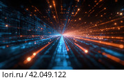 Luminous Digital Code Transmission Lines. Стоковое AI-изображение, AI-художник Кирилл Черезов / Фотобанк Лори