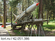 Зенитно-ракетный комплекс ЗРК-С-75 КП-1141/1,2 на транспортной тележке ПМ-11. С-75 «Двина» — подвижный зенитно-ракетный комплекс (2023 год). Редакционное фото, фотограф Светлана Качанова / Фотобанк Лори