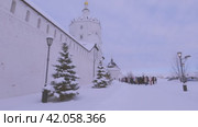 Прогулка вдоль стены Богородице-Успенского монастыря (2024 год). Редакционное видео, видеограф Галина / Фотобанк Лори