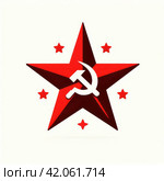Советская Звезда и Серп и Молот. Стоковое AI-изображение, AI-художник Станислав Кноп / Фотобанк Лори