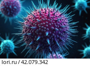 A close up of a virus that has been infected, AI. Стоковое AI-изображение, AI-художник Терехова Марина / Фотобанк Лори