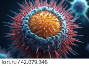A close up of a virus that has been infected, AI. Стоковое AI-изображение, AI-художник Терехова Марина / Фотобанк Лори