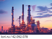 Oil and gas refinery plant. Стоковое AI-изображение, AI-художник Михаил Коханчиков / Фотобанк Лори