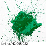 Artistic image of green paint spot spilled on background of white paper. Стоковое фото, фотограф Яков Филимонов / Фотобанк Лори
