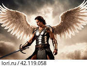 Карающий ангел с мечем. Punishing Angel with a sword. Стоковое AI-изображение, AI-художник Миронов Павел / Фотобанк Лори