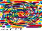 Rotating colorful background with rainbow zizag lines. Rainbow dynamic texture. Illustration. Стоковая иллюстрация, иллюстратор Бузмакова Светлана / Фотобанк Лори